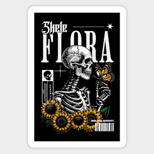 Skele Flora, Skeleton And Sunflowers Magnet